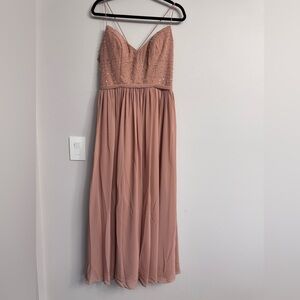 Adriana Papell Platinum Dust Rose Bridesmaid Dress size 14